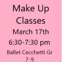Make Up Class March 17th Ballet Cecchetti Gr 7-9