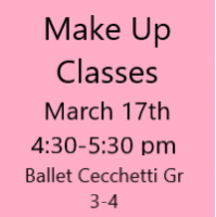 Make Up Class March 17th Ballet Cecchetti Gr 3-4